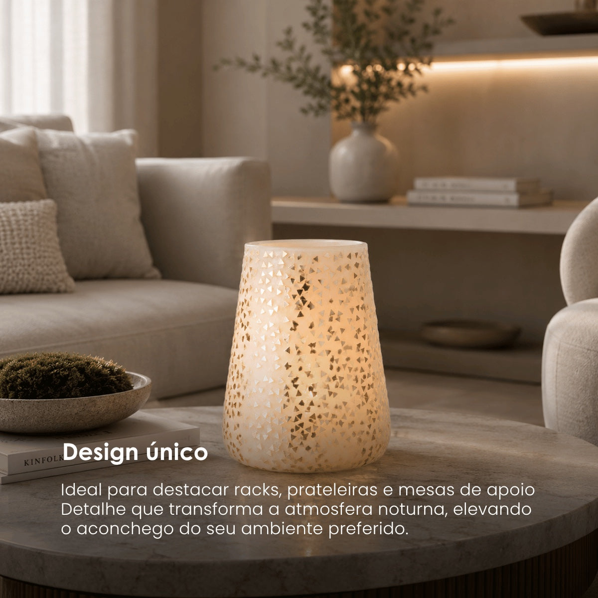 Vaso Triangle Bco/dourado 23cm