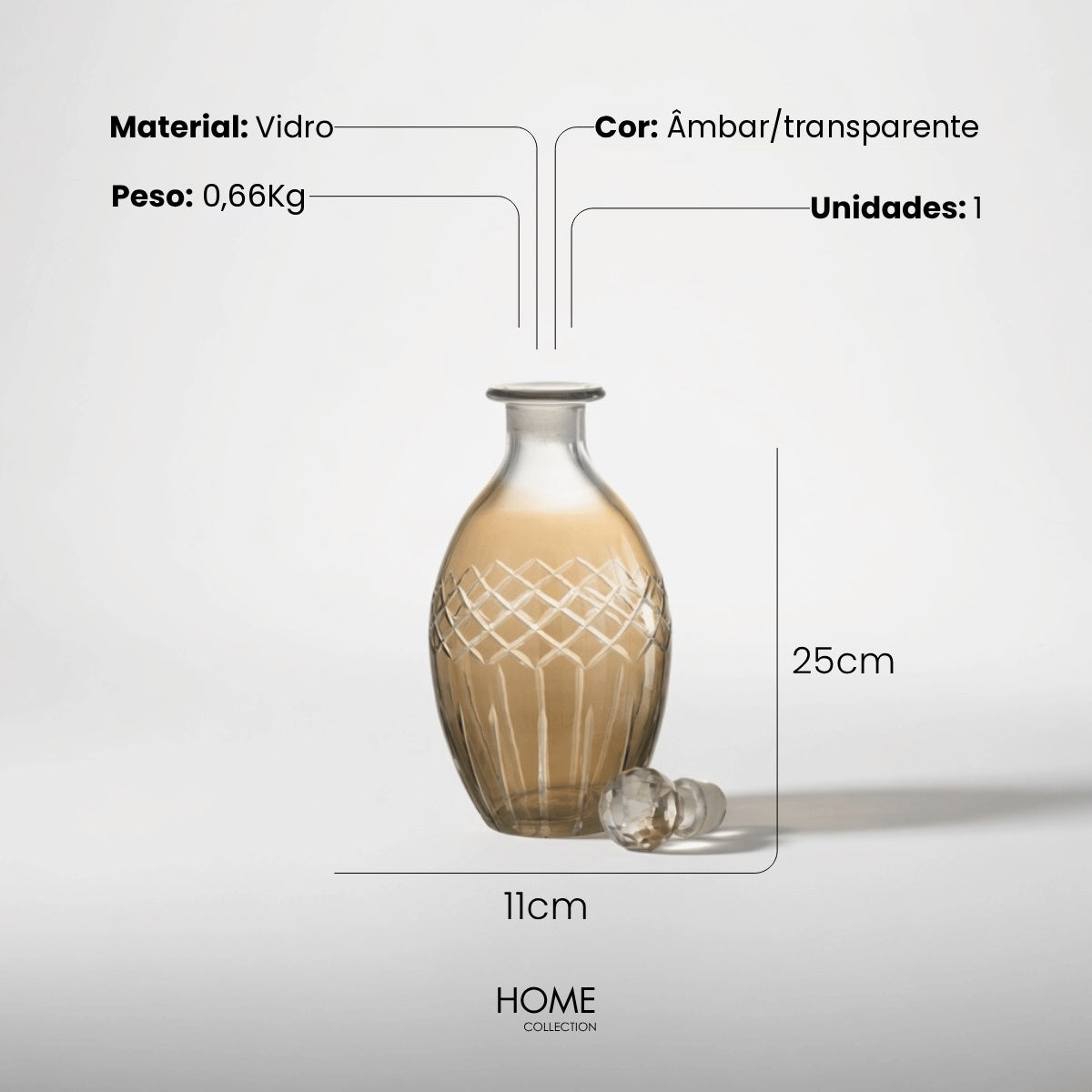 Garrafa Royal Oval Fume 1.1L 25cm