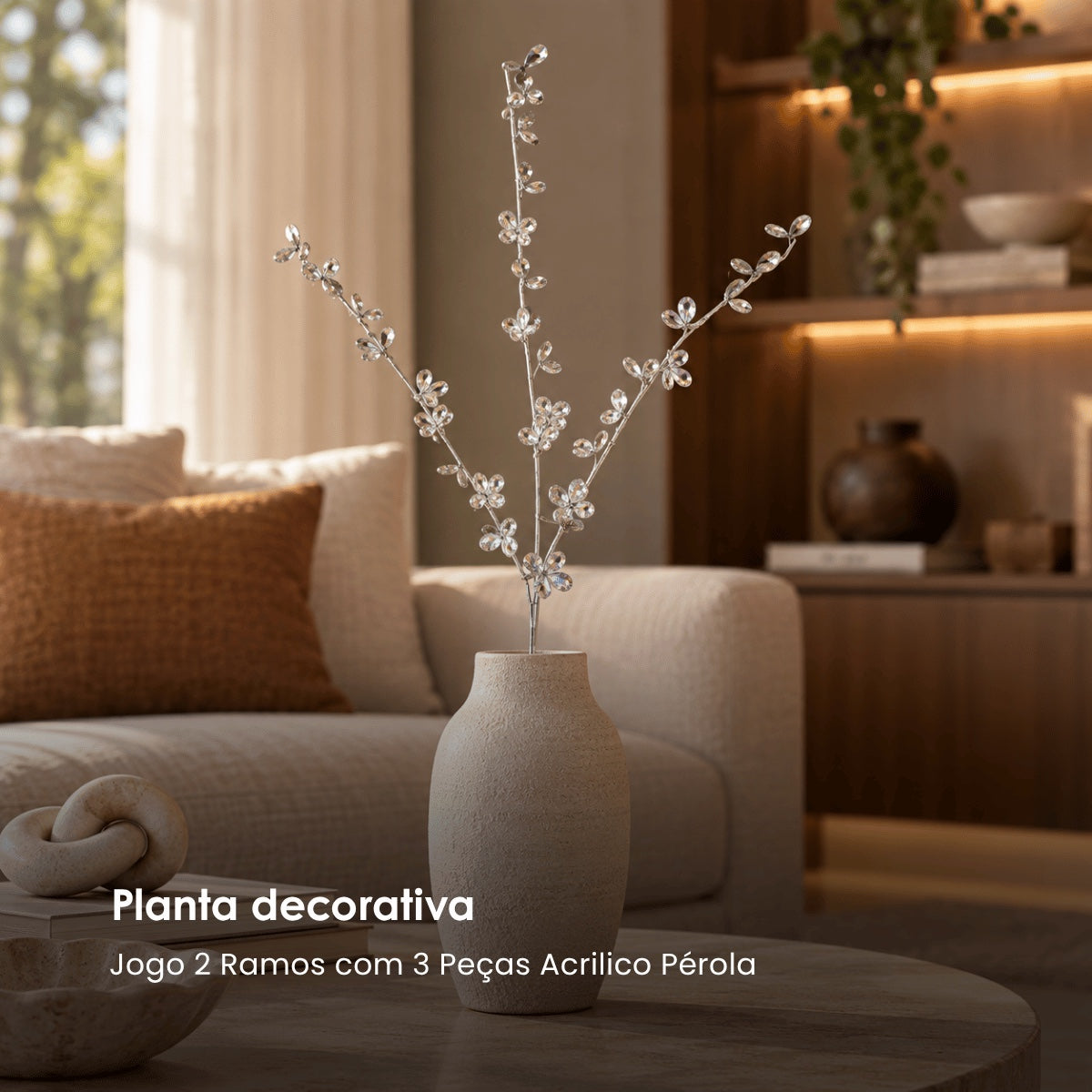 Jg. 2 Ramos C/ 3 Peças Acrilico Pérola