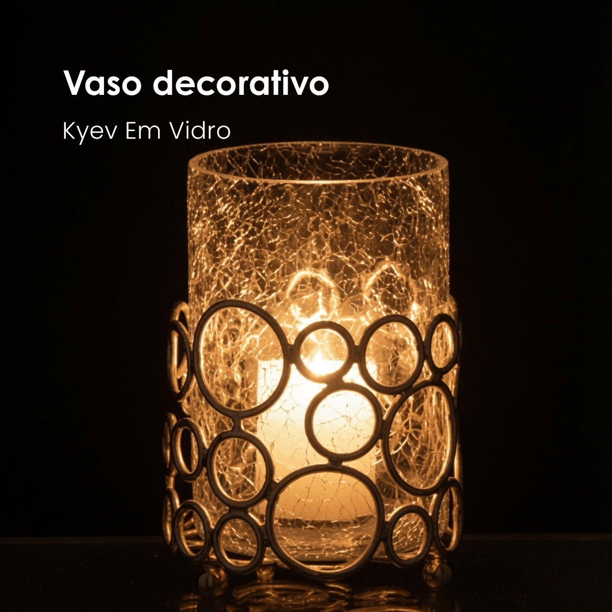 Vaso Kyev Em Vidro C/ Suporte Em Metal 17cm