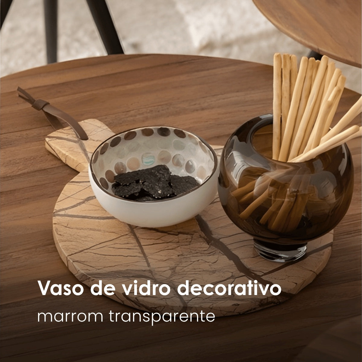 Vaso Marrom Em Vidro 14cm