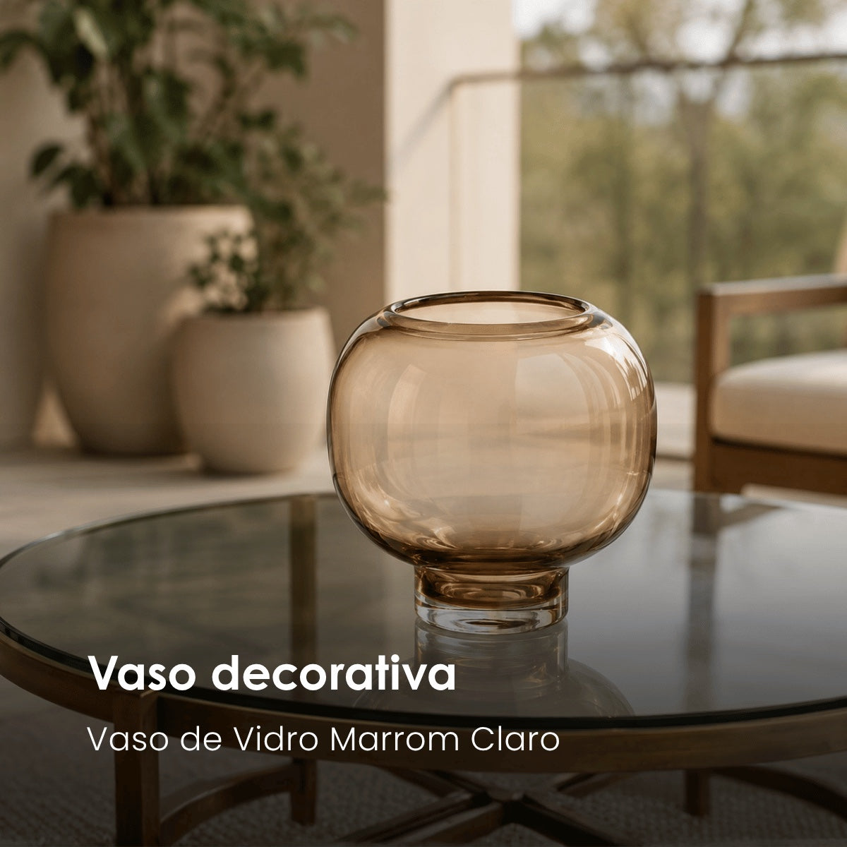 Vaso de Vidro Marrom Claro 20cm
