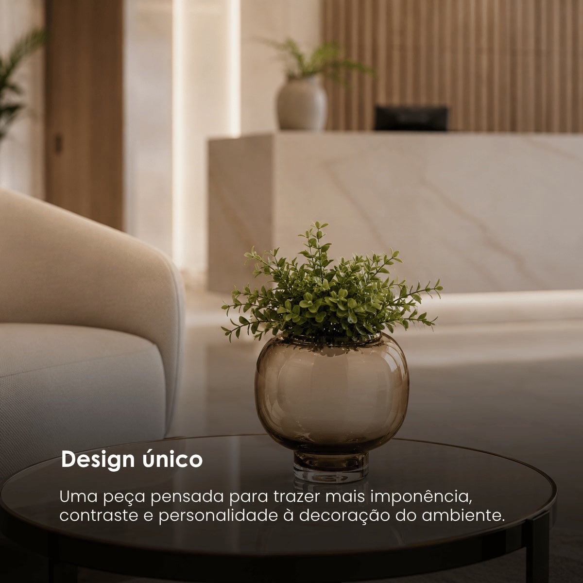 Vaso de Vidro Marrom Claro 20cm