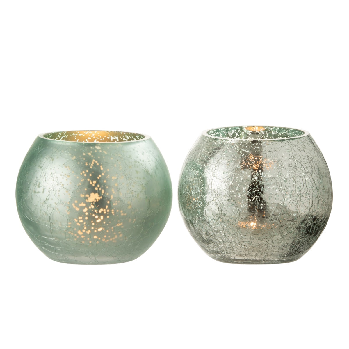 Jg. 2 Castiçais Fosco/Espelhado Verde 12cm
