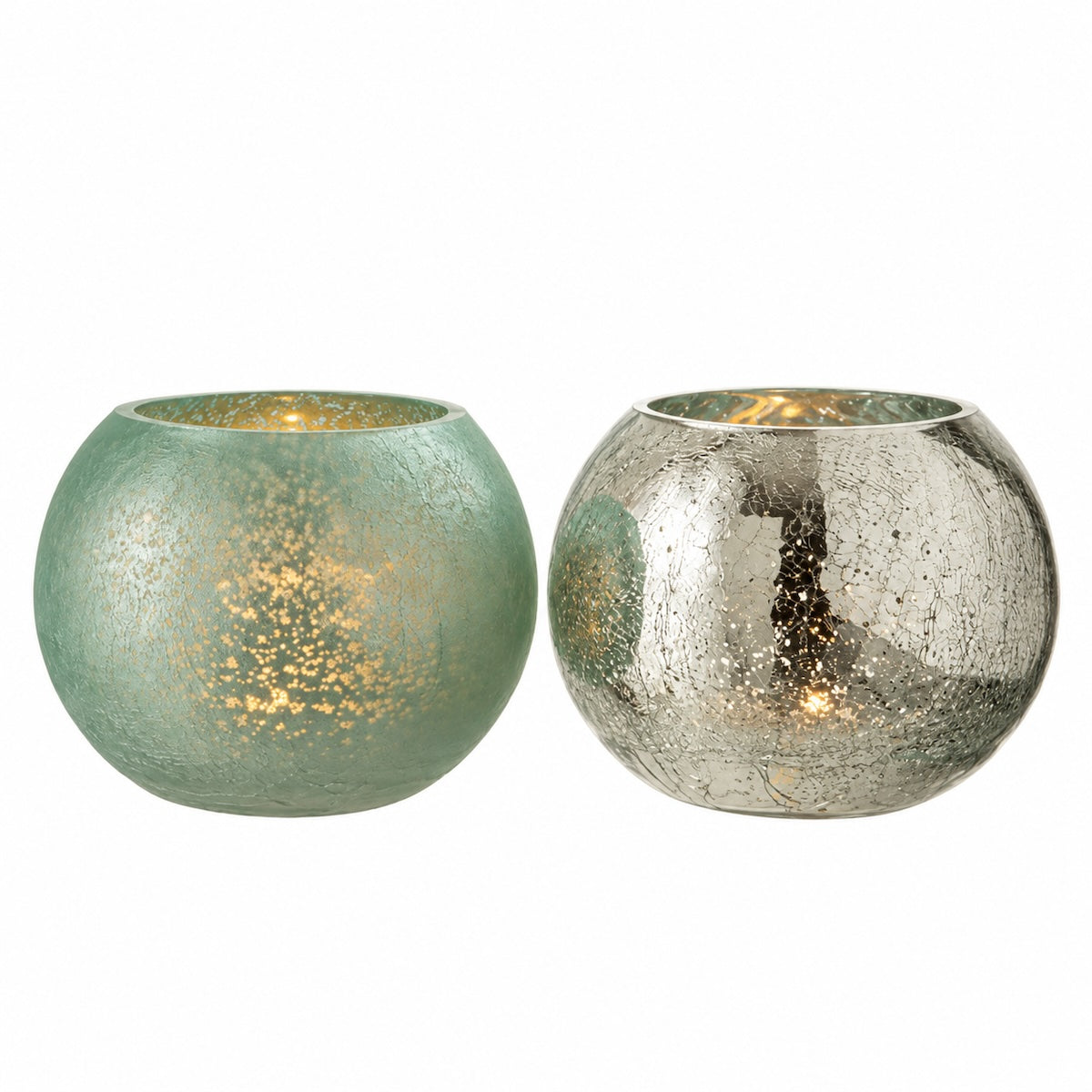 Jg. 2 Castiçais Fosco/Espelhado Verde 15cm