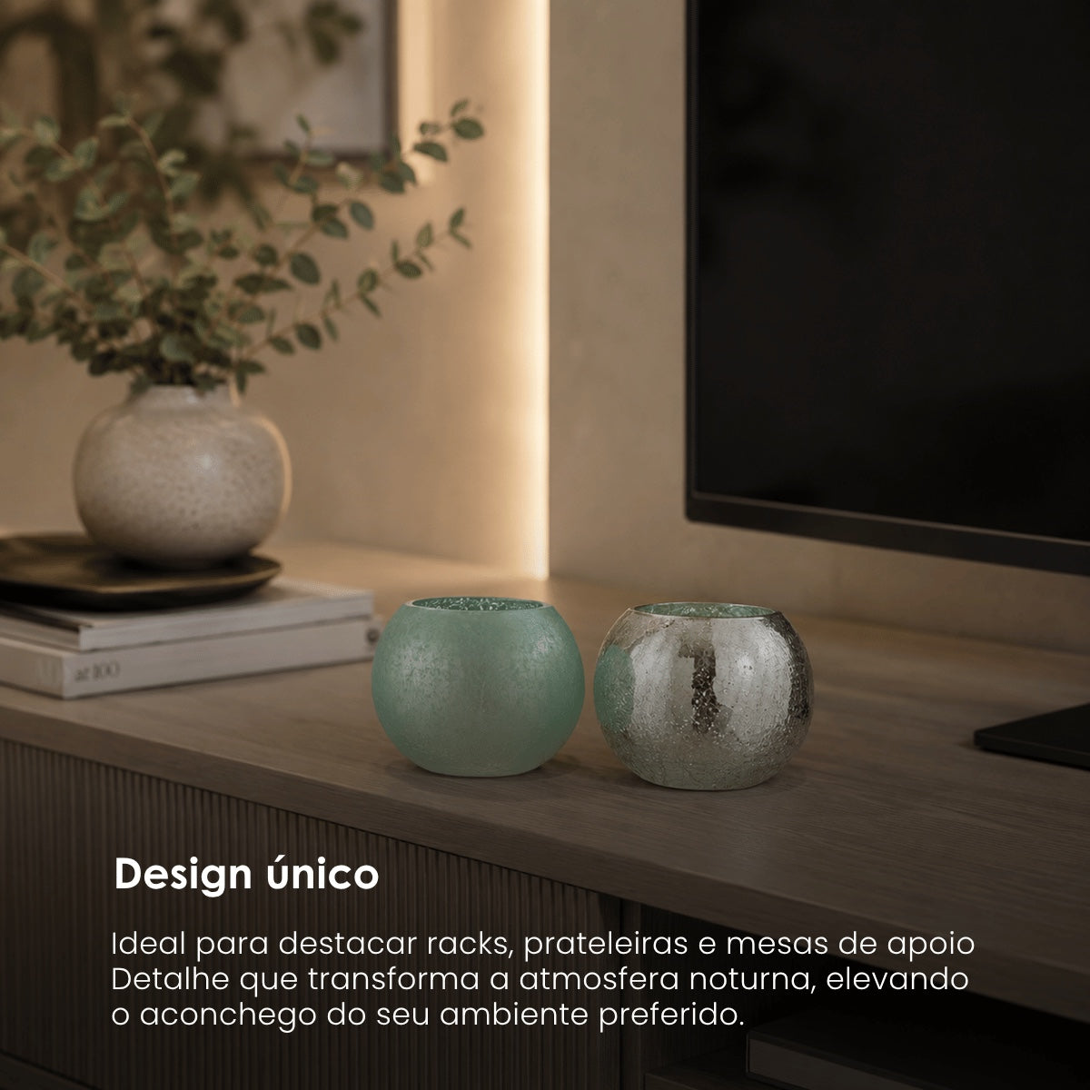 Jg. 2 Castiçais Fosco/Espelhado Verde 15cm