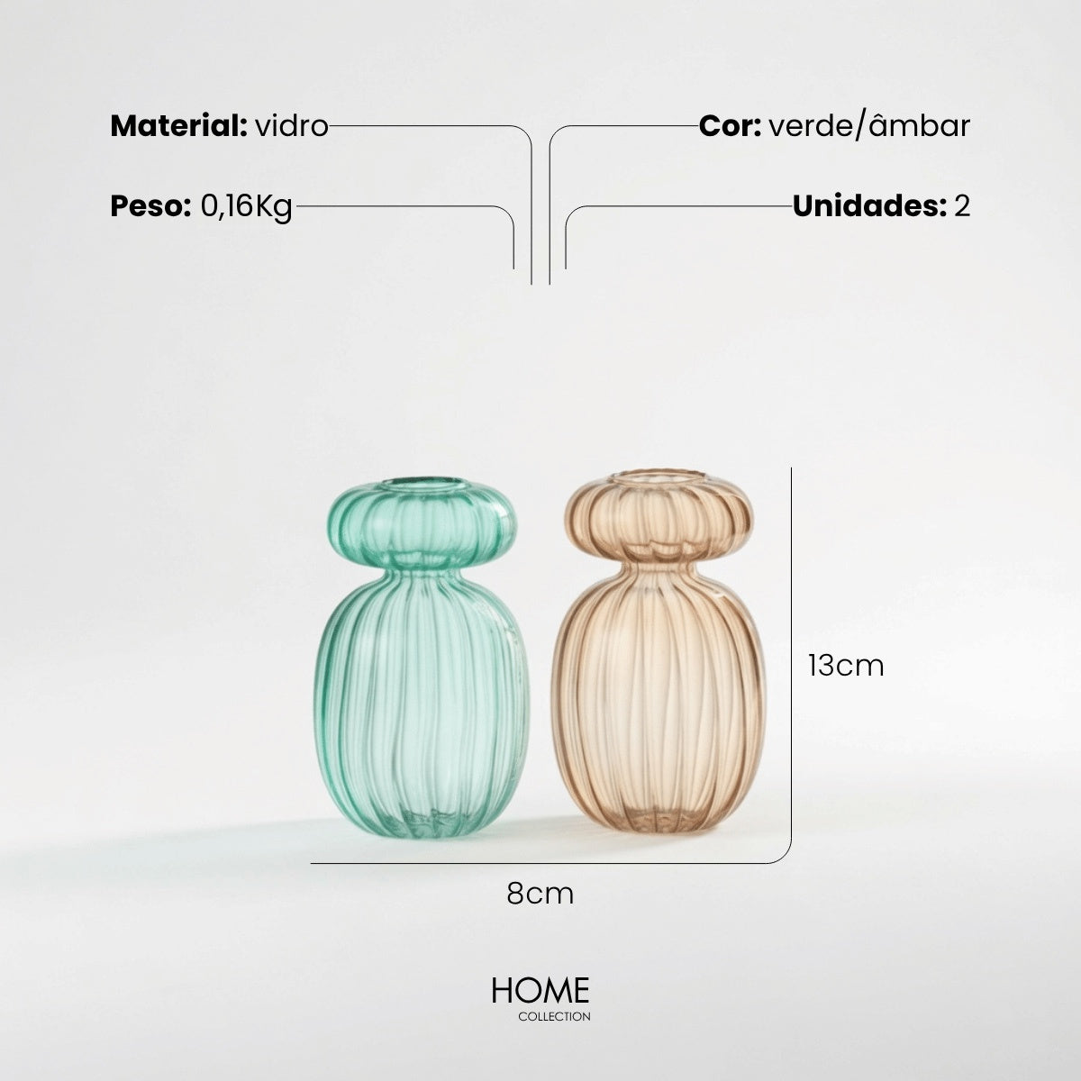 Jg. 2 Vasos Michel Verde/Ambar 13cm