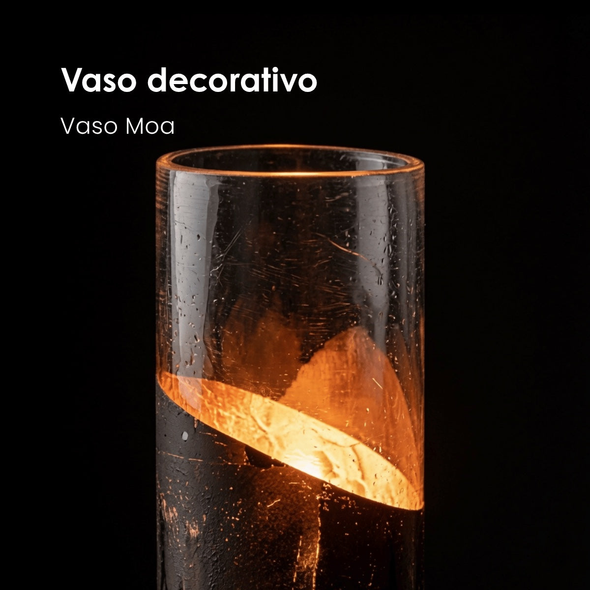 Vaso Moa Transparente/dourado 25cm