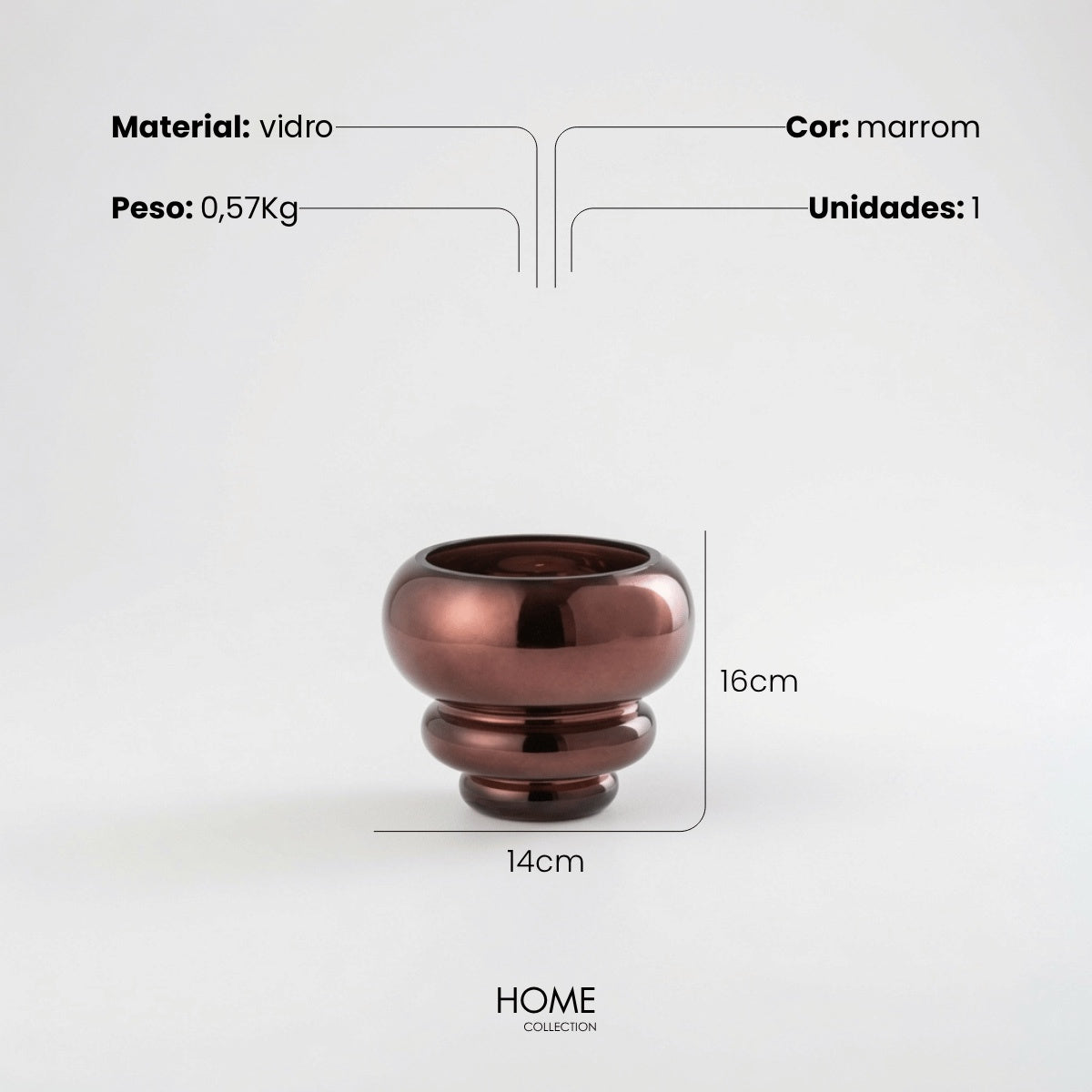 Vaso Layer Marrom Metalico 16X14cm