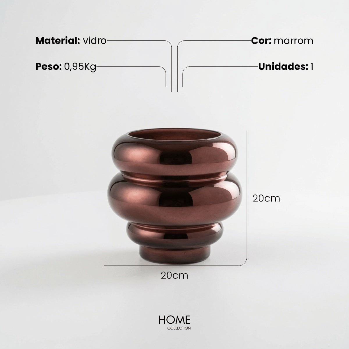 Vaso Layer Marrom Metalico 20cm