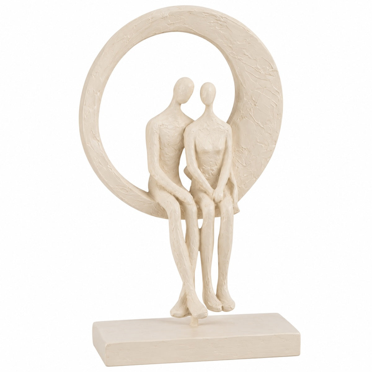 Escultura Casal No Circulo Creme 31cm