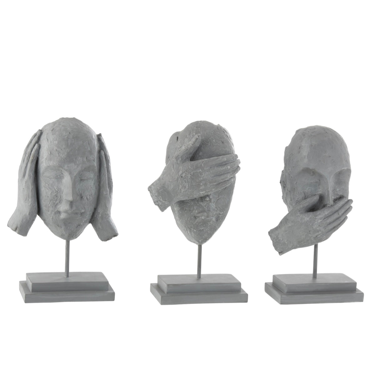 Jg. 3 Esculturas Face Cego/Surdo/Mudo 29cm