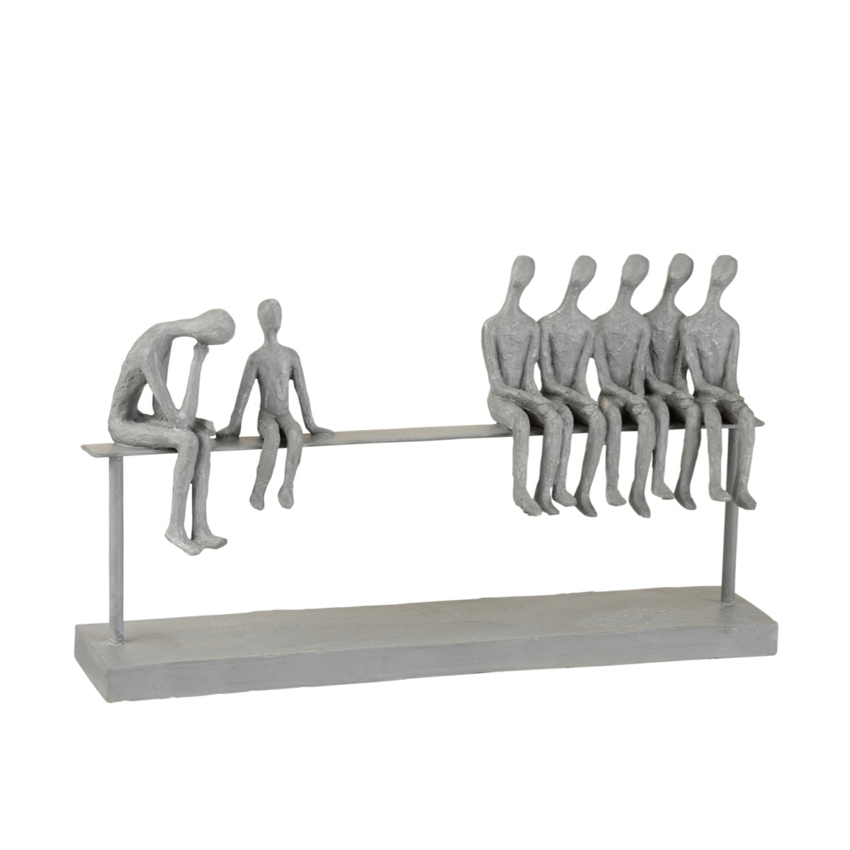 Escultura Familia Sentada No Banco 40x23cm