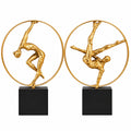 Jg. 2 Esculturas Ginasta No Circulo Dourado 47cm