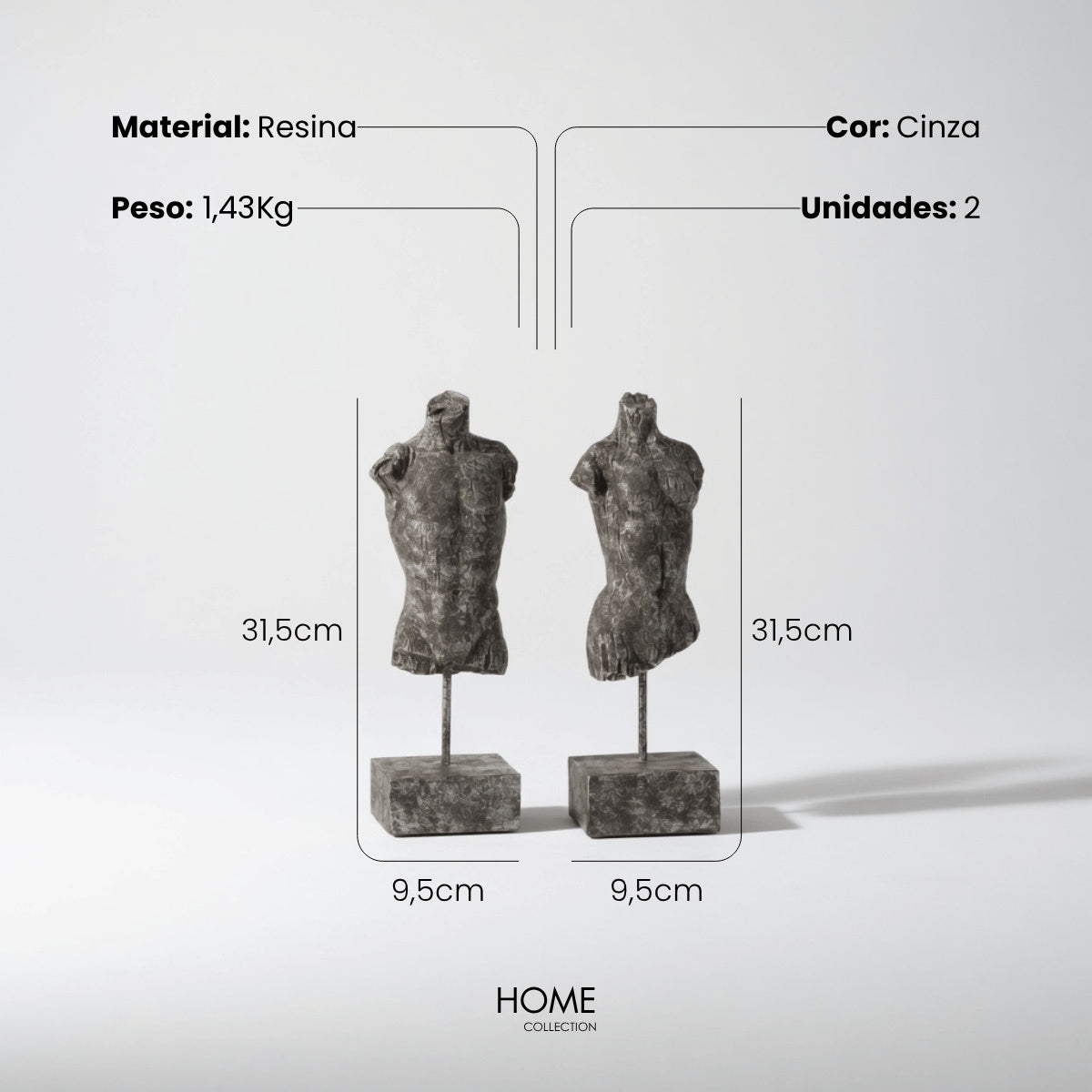 Jg. 2 Esculturas Busto H/m 31cm
