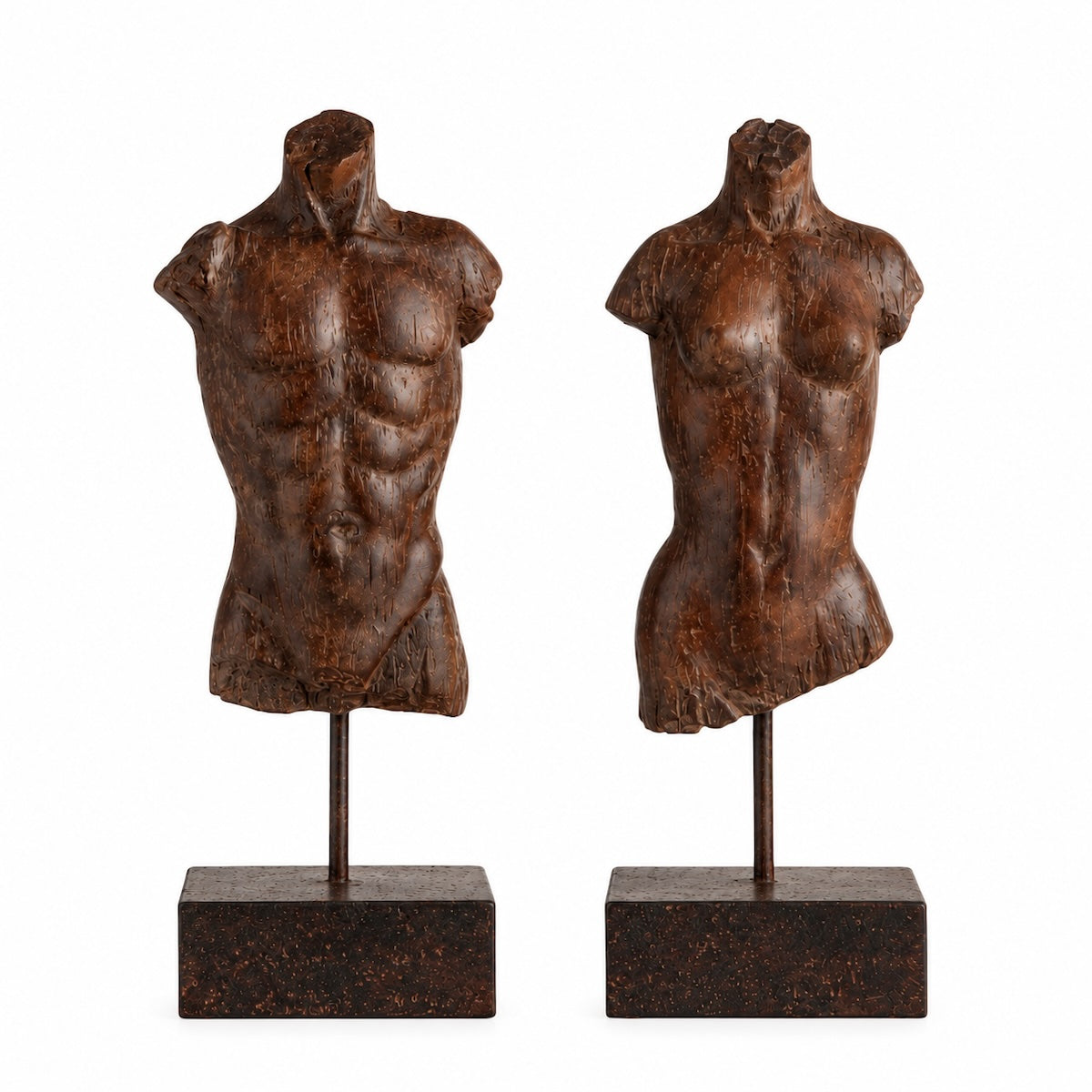 Jg. 2 Esculturas Busto Marrom H/m 31cm