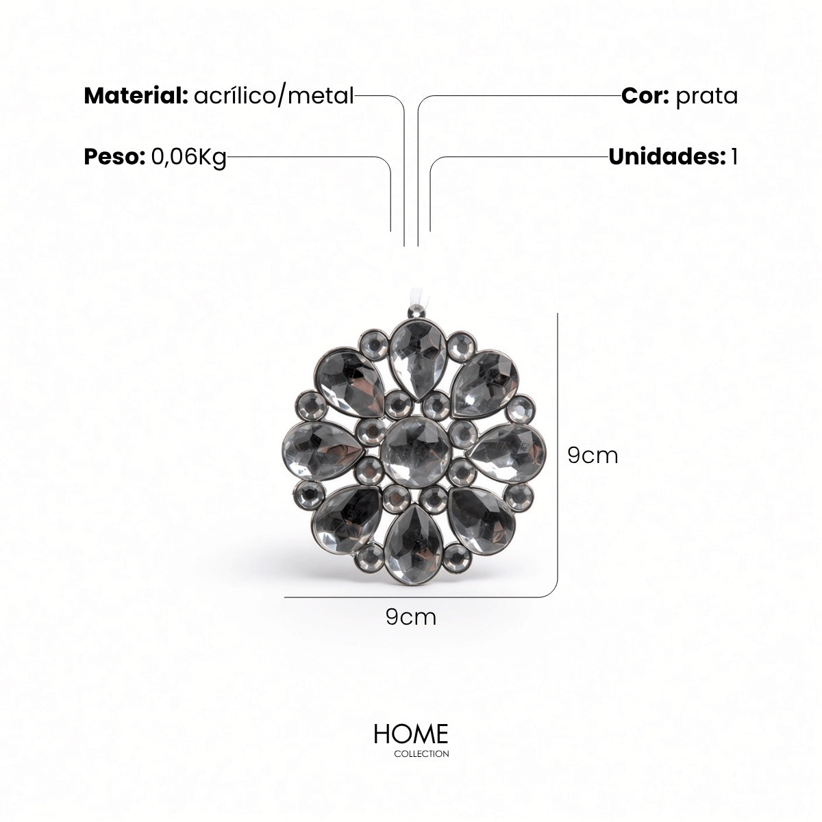 Enfeite Flor Em Cristal 9cm