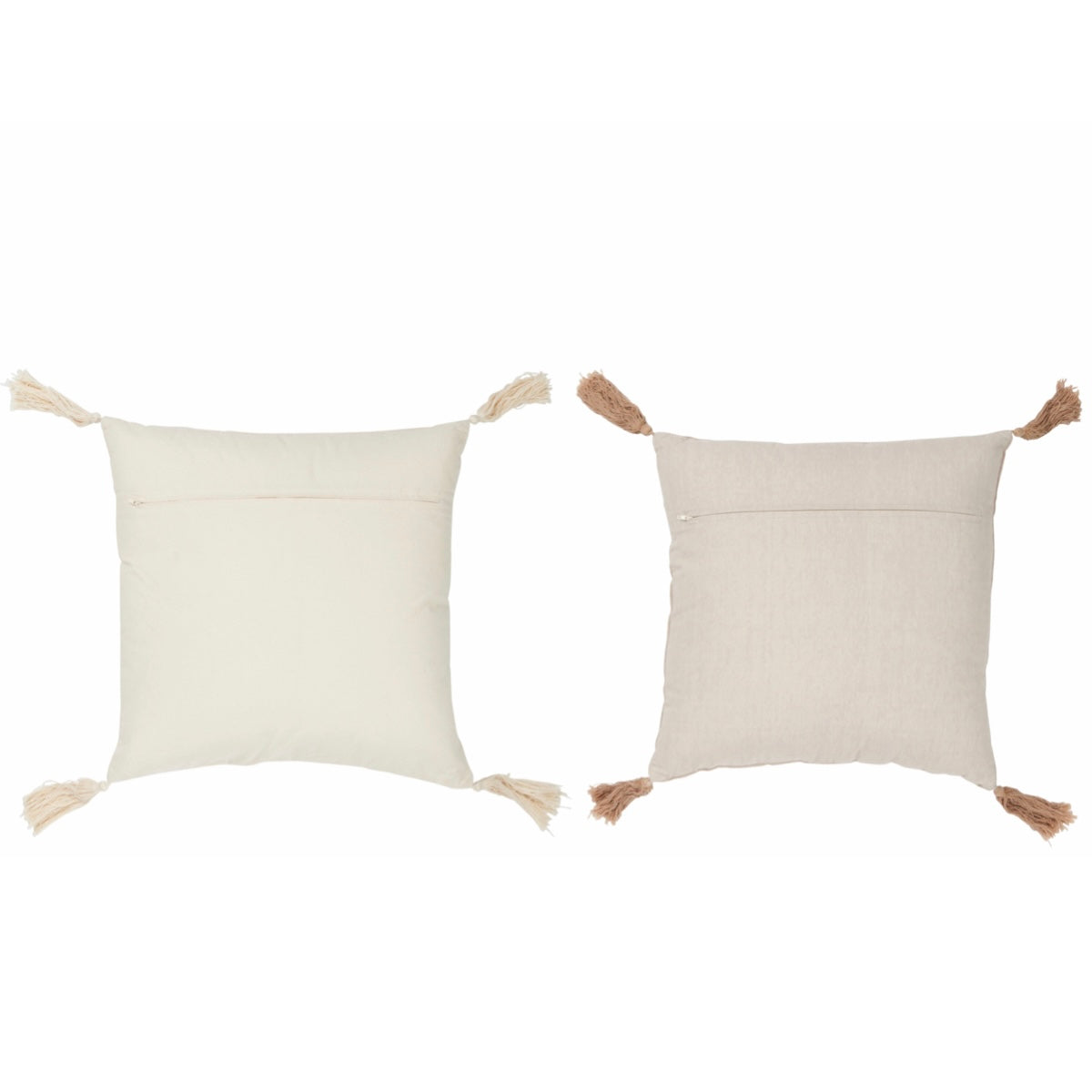 Jg. 2 Almofadas Tassel Bege/Branco 45cm
