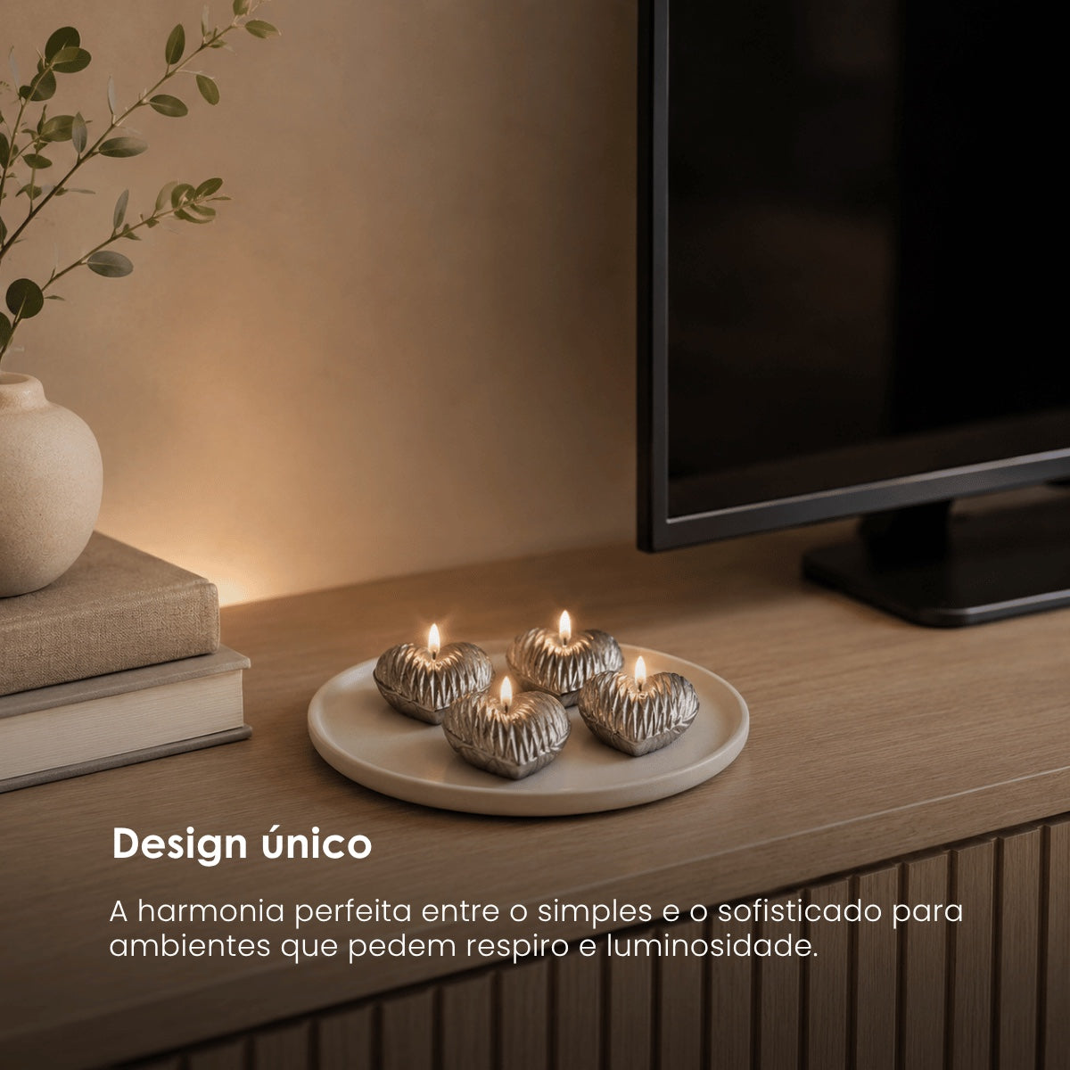 Jg. 4 Velas Coração Cinza 6,5cm