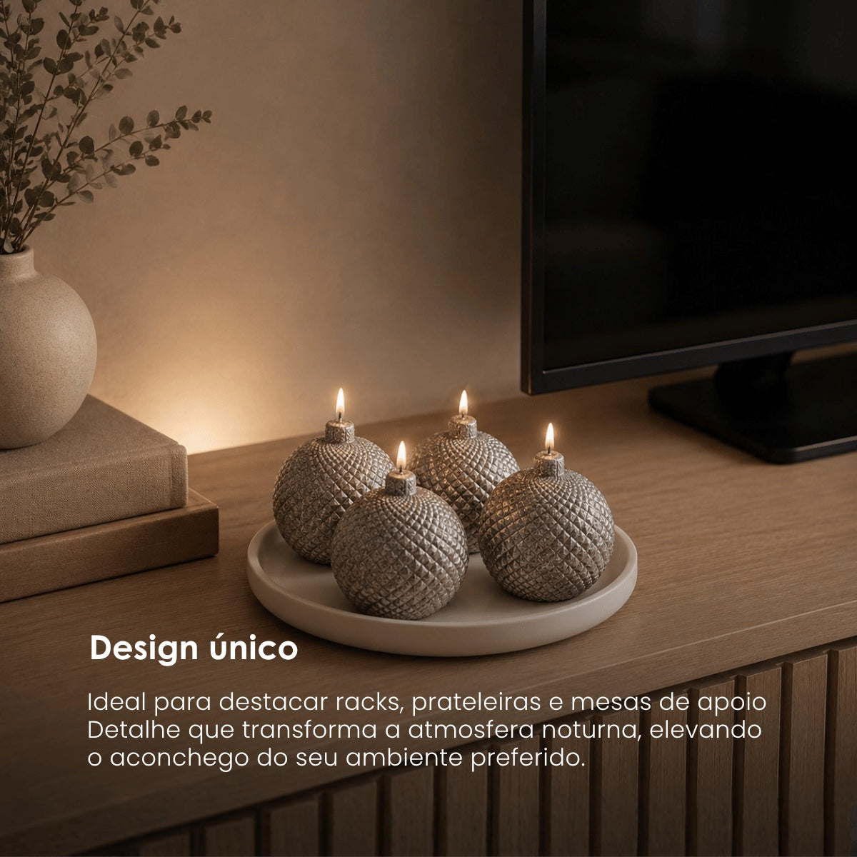 Jg. 4 Velas Dinamite Cinza C/ Glitter 13cm