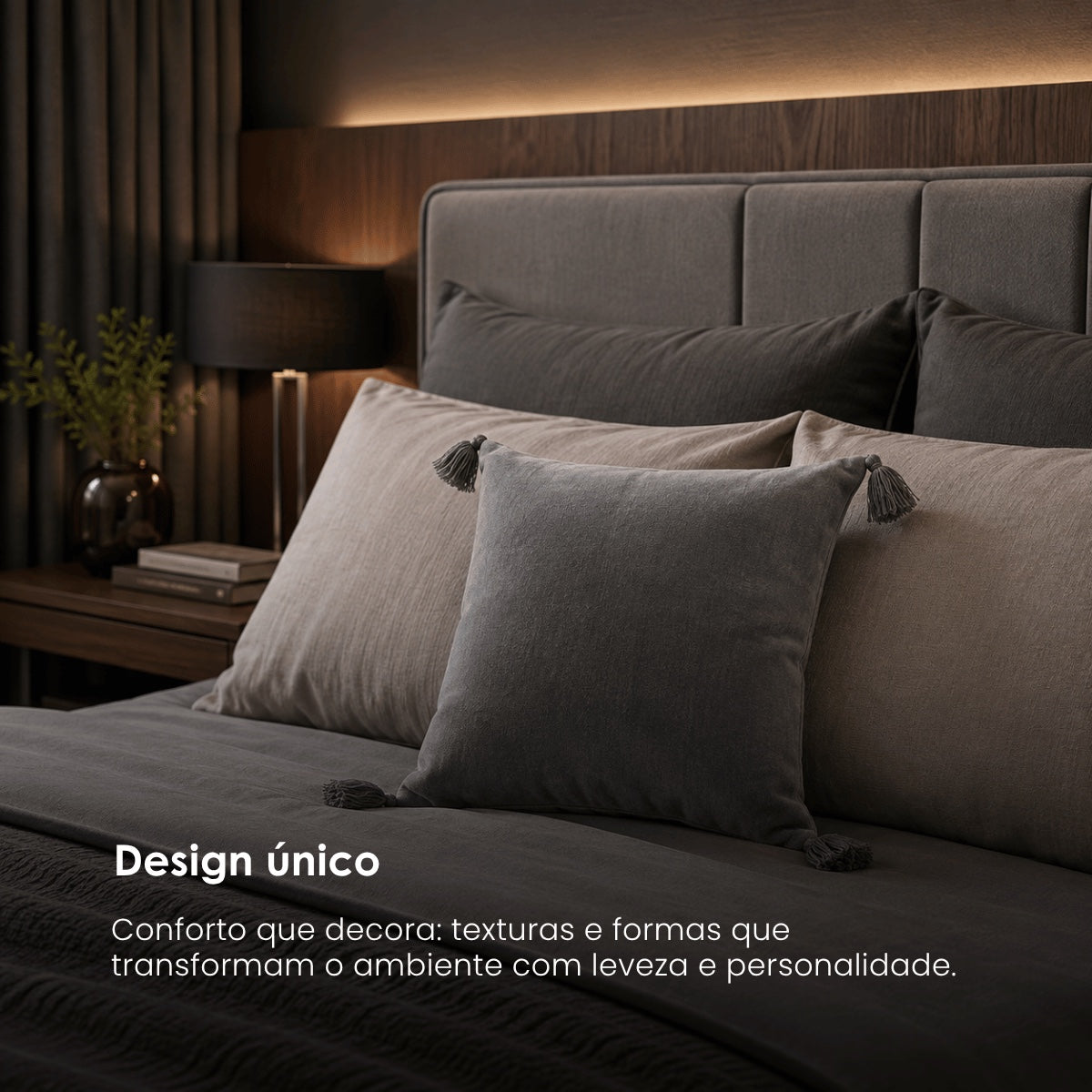 Almofada Tassel Cinza 43cm