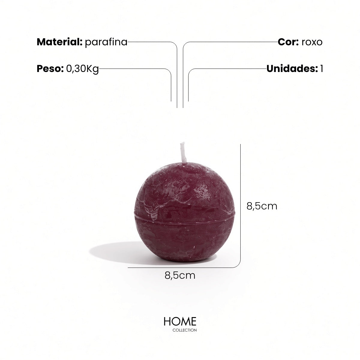 Vela Redonda Roxa 8,5cm - 40h