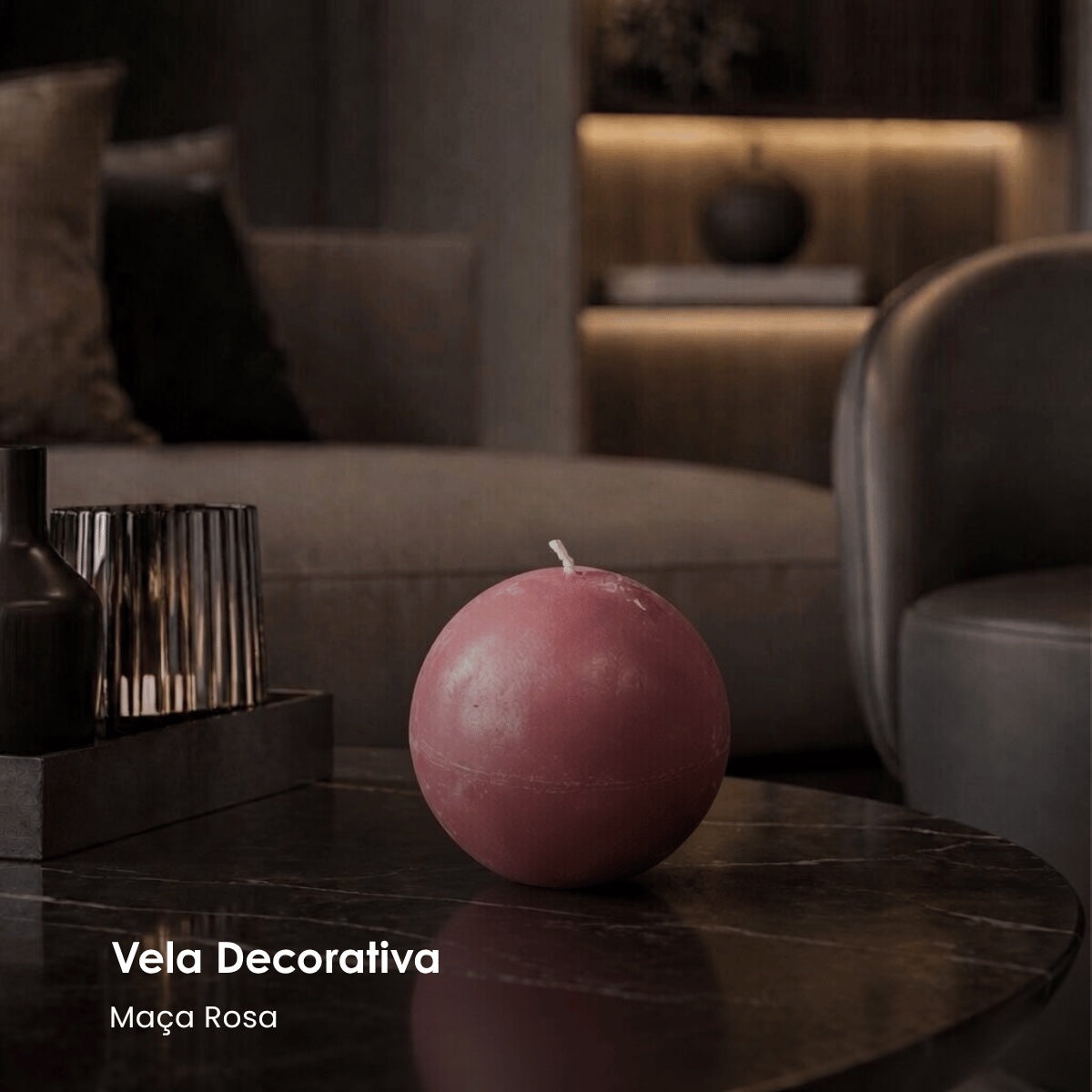 Vela Redonda Rosa 8,5cm - 40h