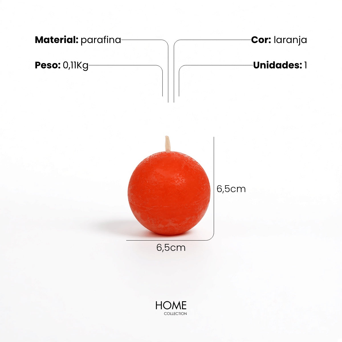 Vela Redonda Laranja 6,5cm - 16h