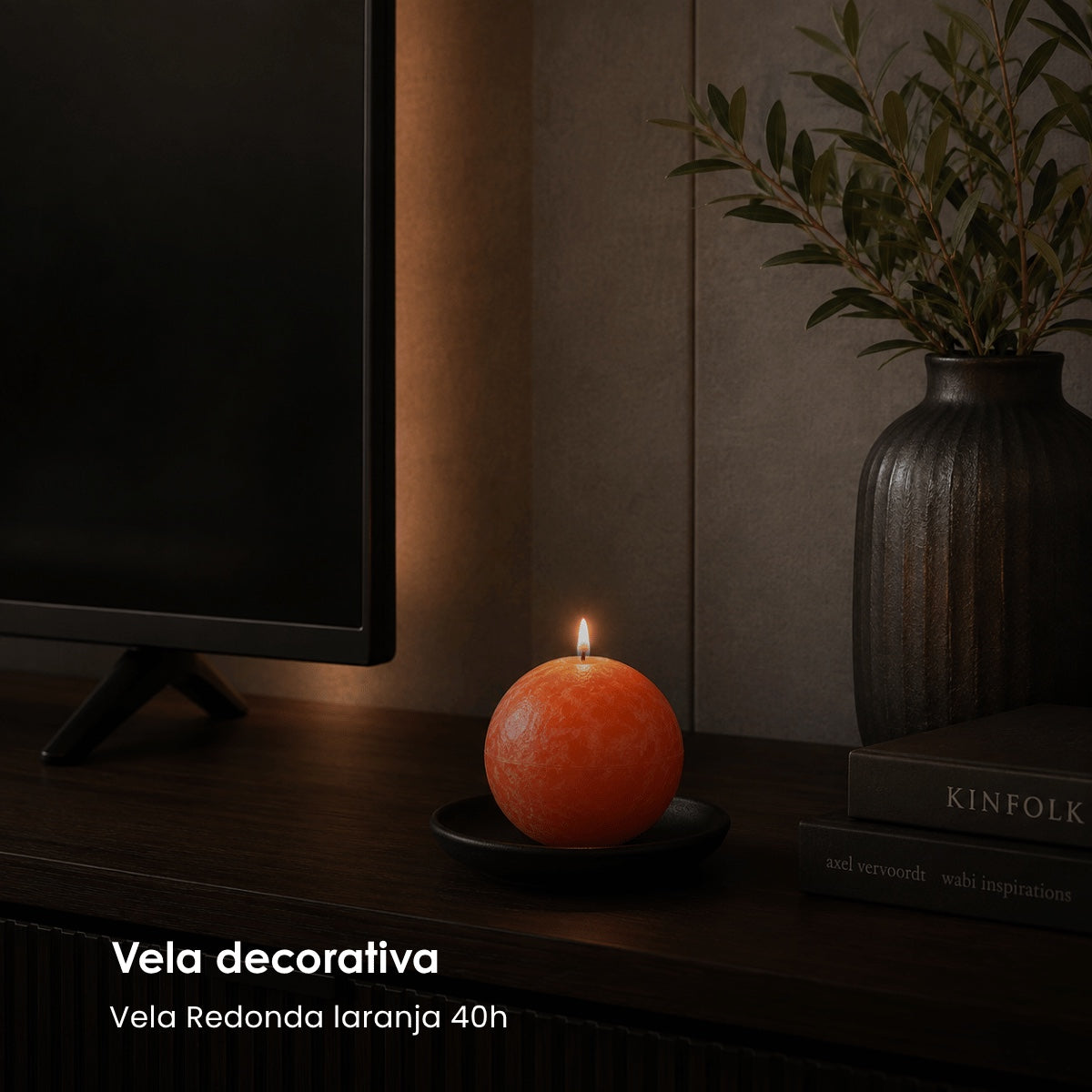 Vela Redonda Laranja 8,5cm - 40h