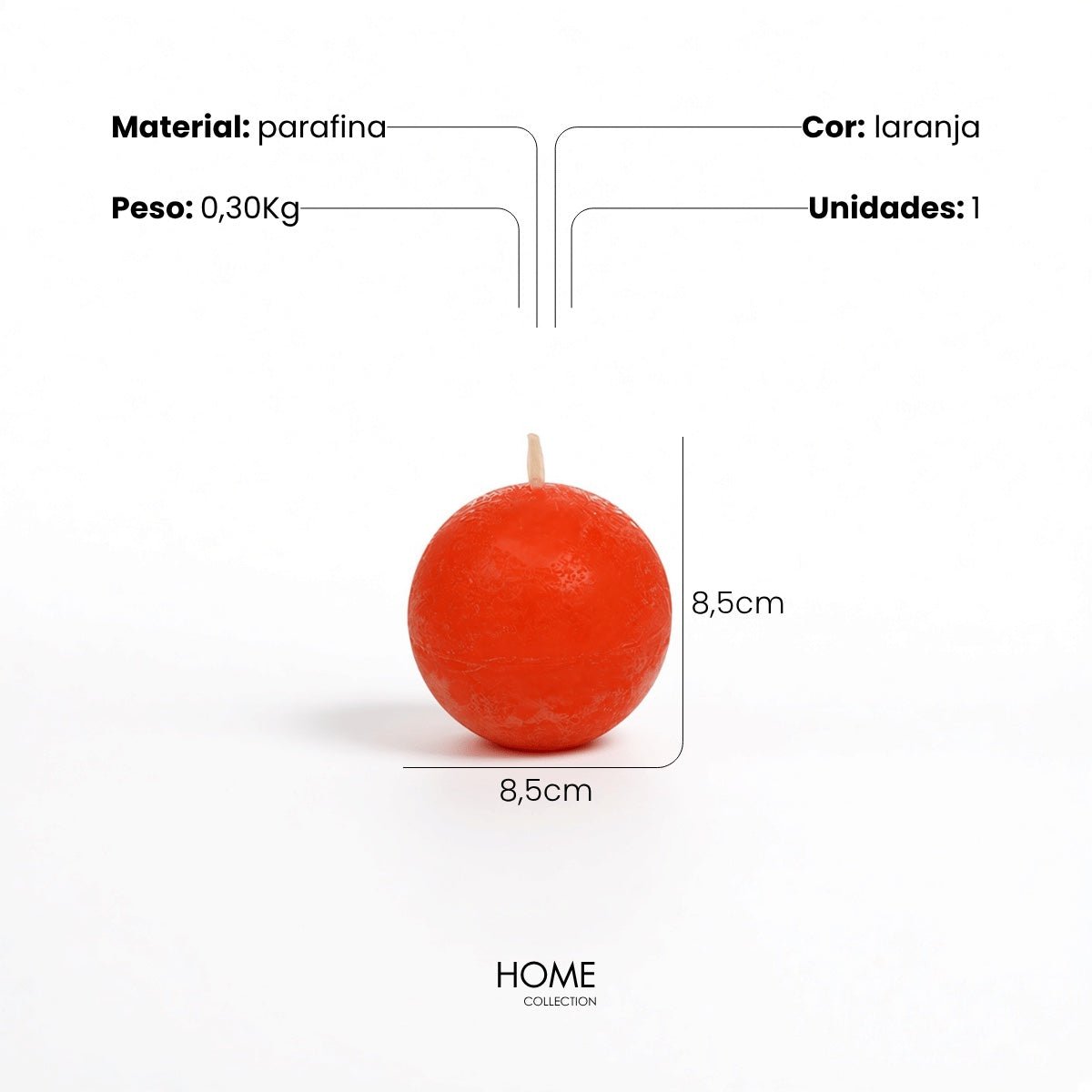 Vela Redonda Laranja 8,5cm - 40h