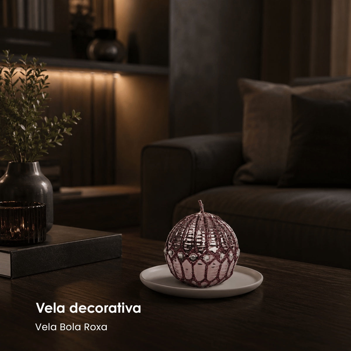 Vela Bola Roxa 6cm
