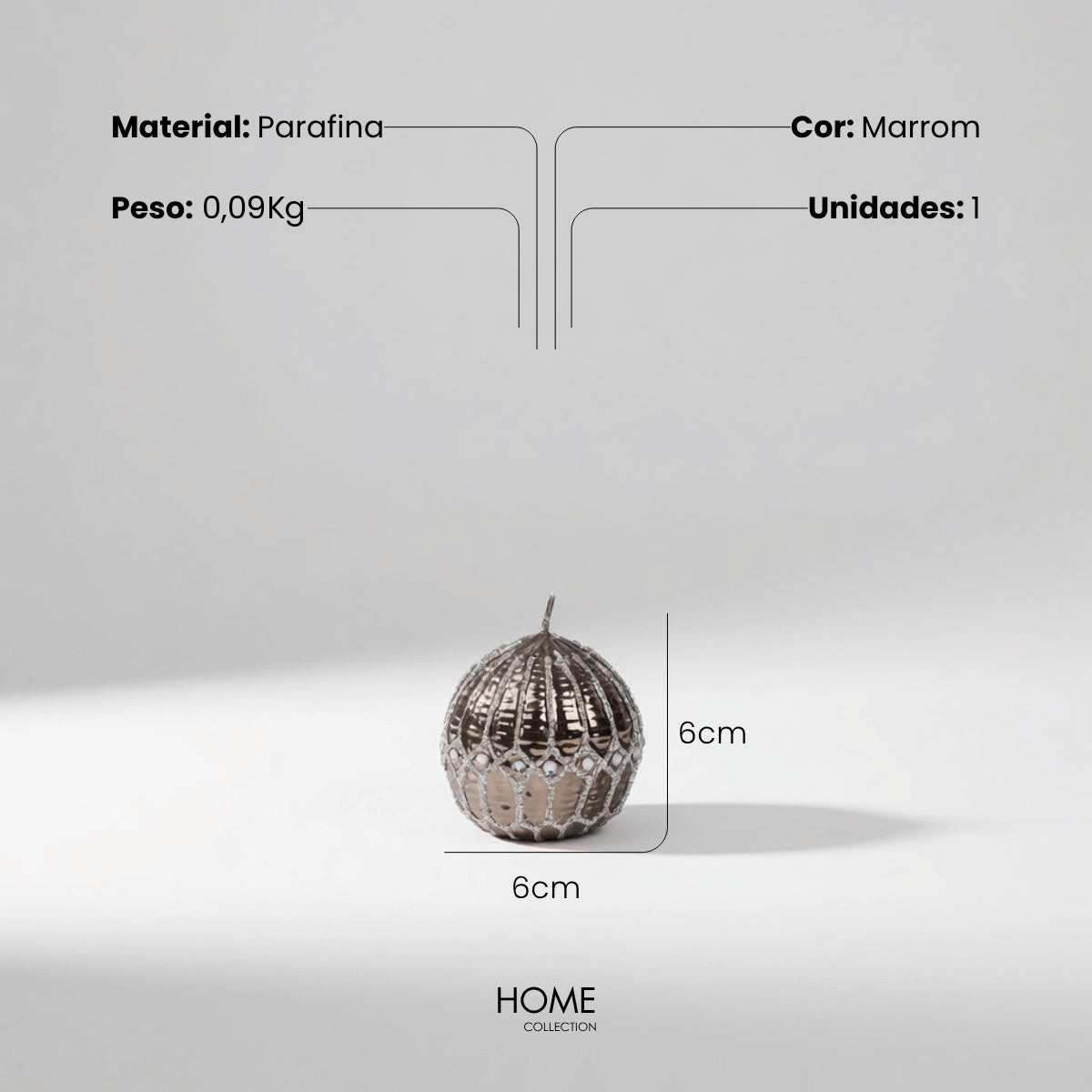Vela Bola Marrom Natal 6cm