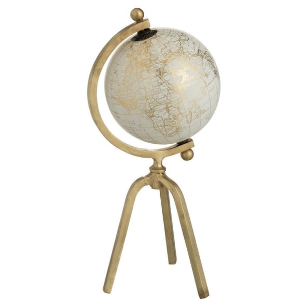 Globo Branco/dourado C/ Suporte Tripe Em Metal 39cm