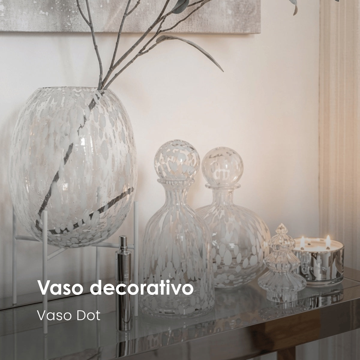 Vaso Dot C/ Suporte Em Metal 37cm