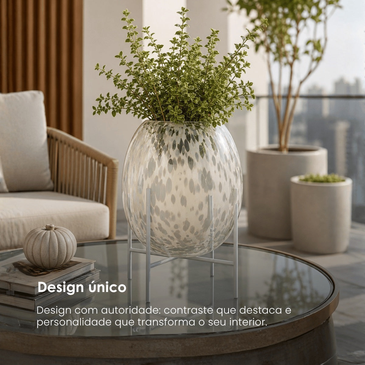 Vaso Dot C/ Suporte Em Metal 37cm