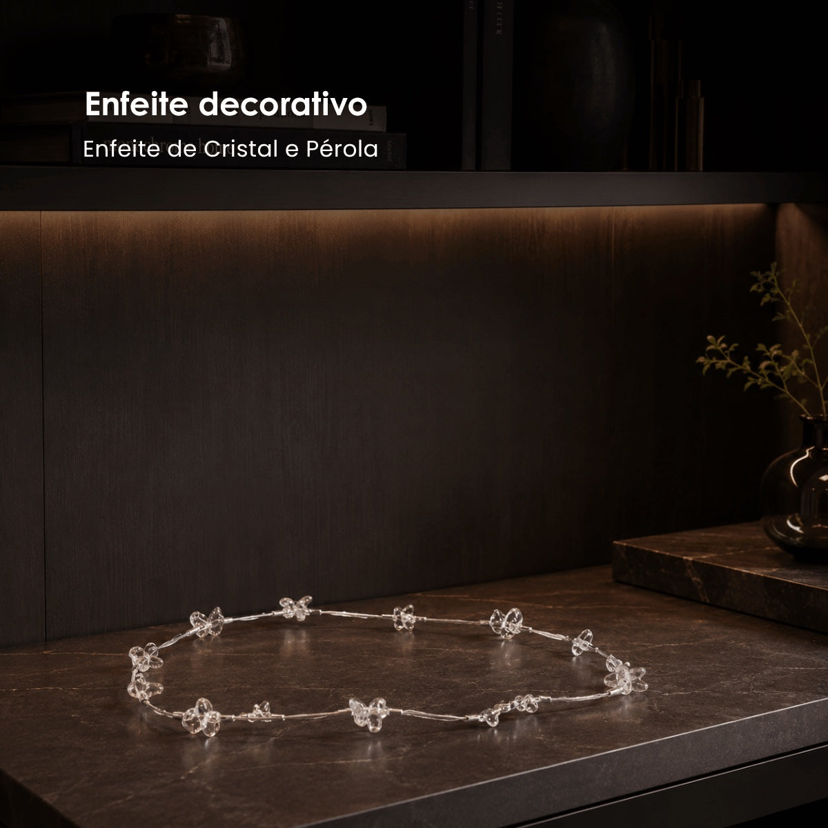 Enfeite de Cristal e Pérola 60cm