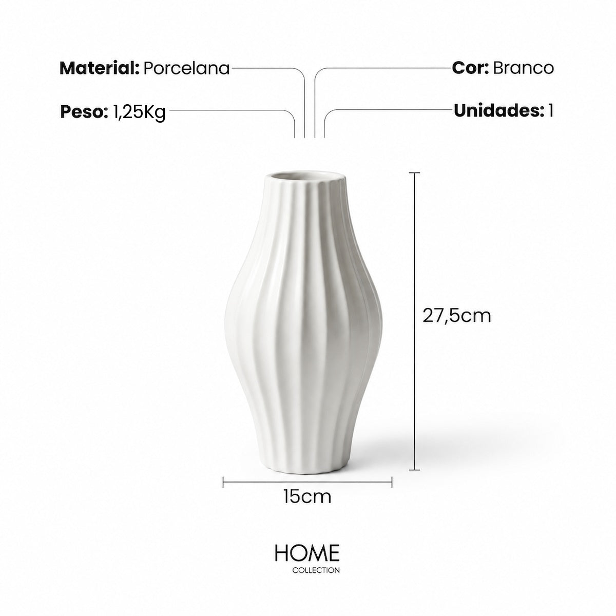 Vaso Bulb Branco 27cm