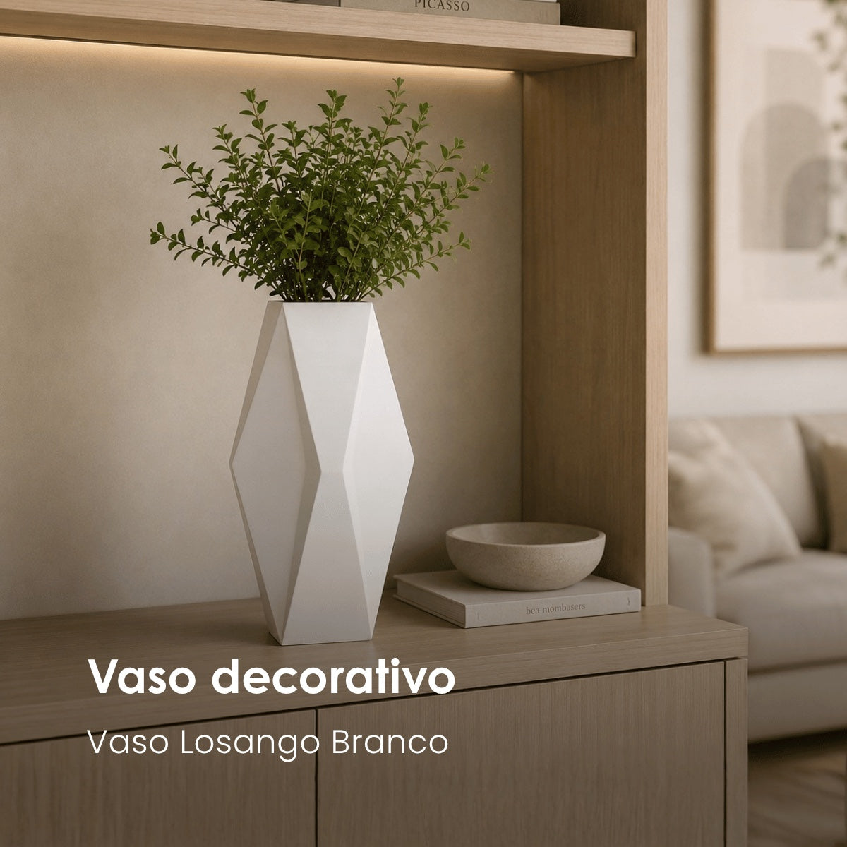 Vaso Losango Branco 45cm