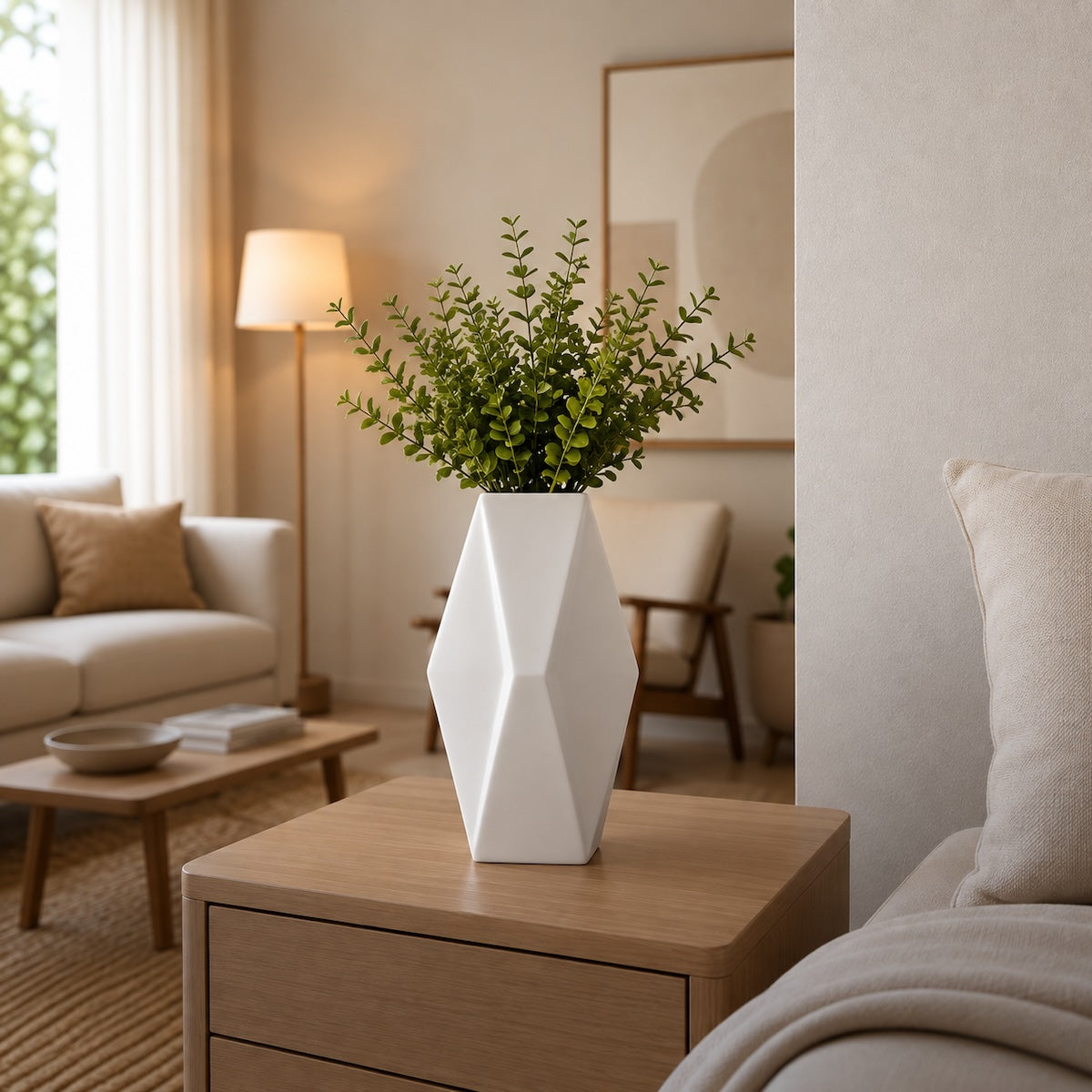 Vaso Losango Branco 45cm