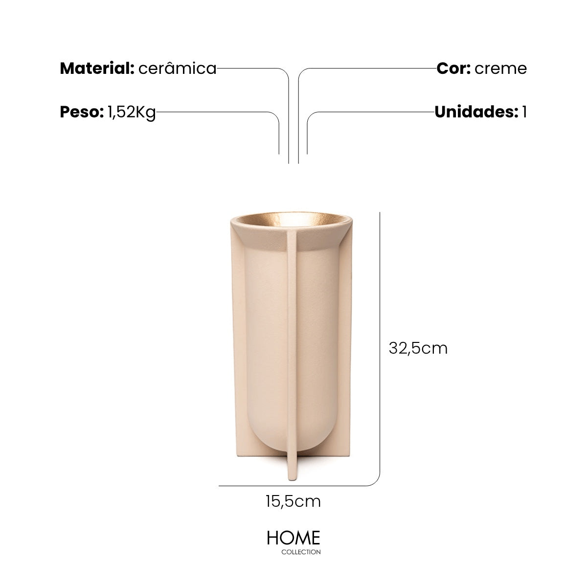 Vaso Mood Creme 33cm