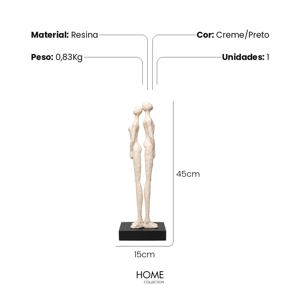 Escultura Casal Creme 45cm