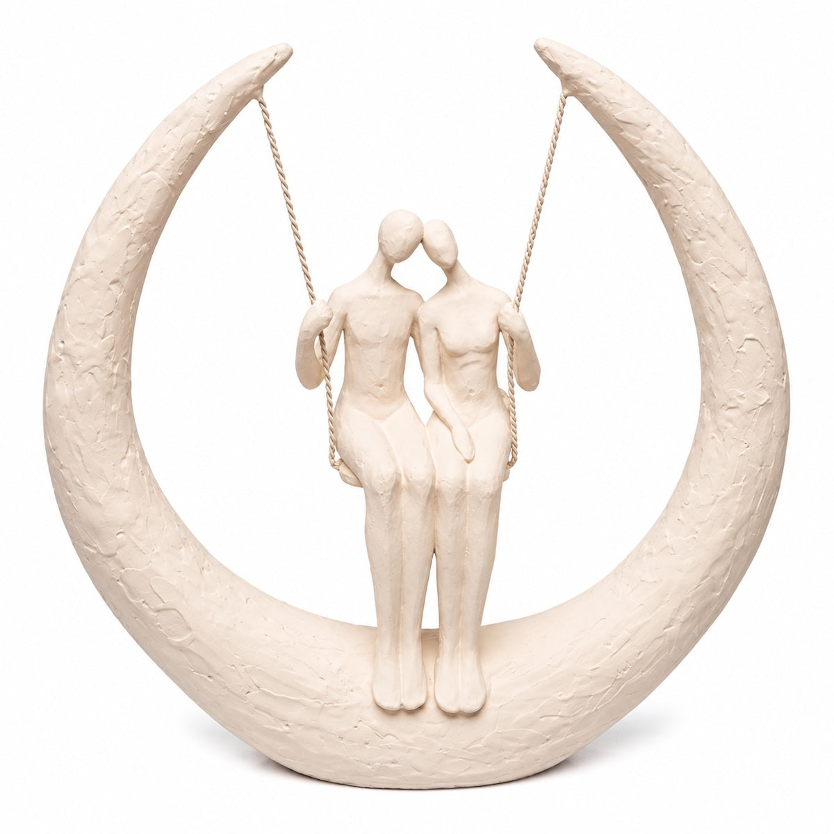 Escultura Casal No Balanco Creme 32cm