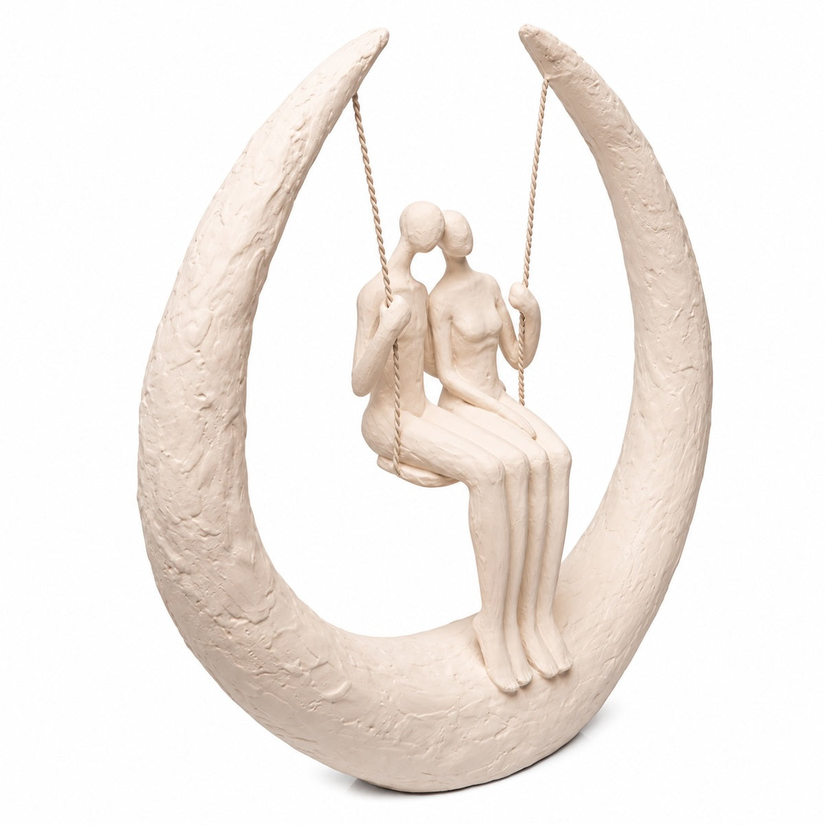 Escultura Casal No Balanco Creme 32cm