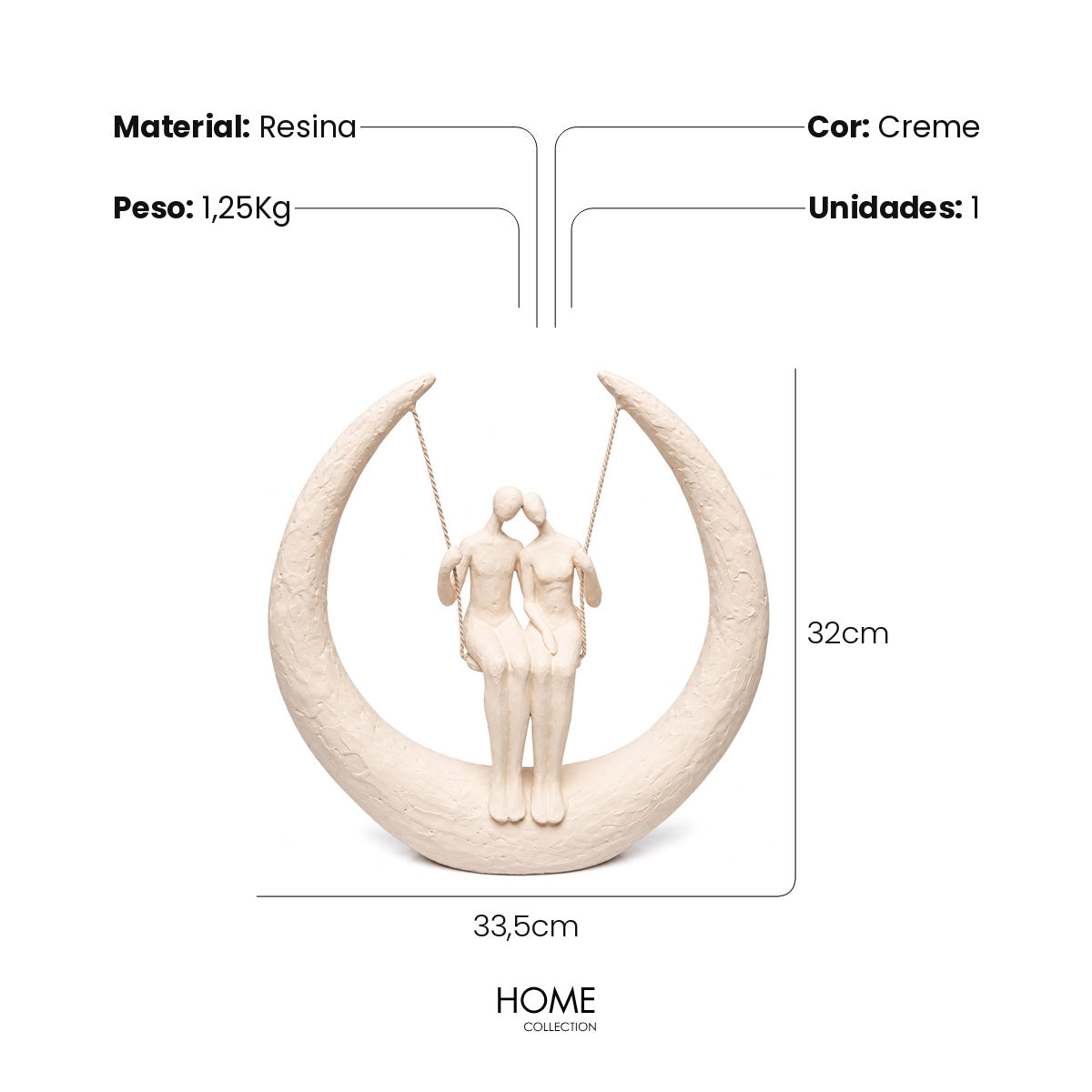 Escultura Casal No Balanco Creme 32cm