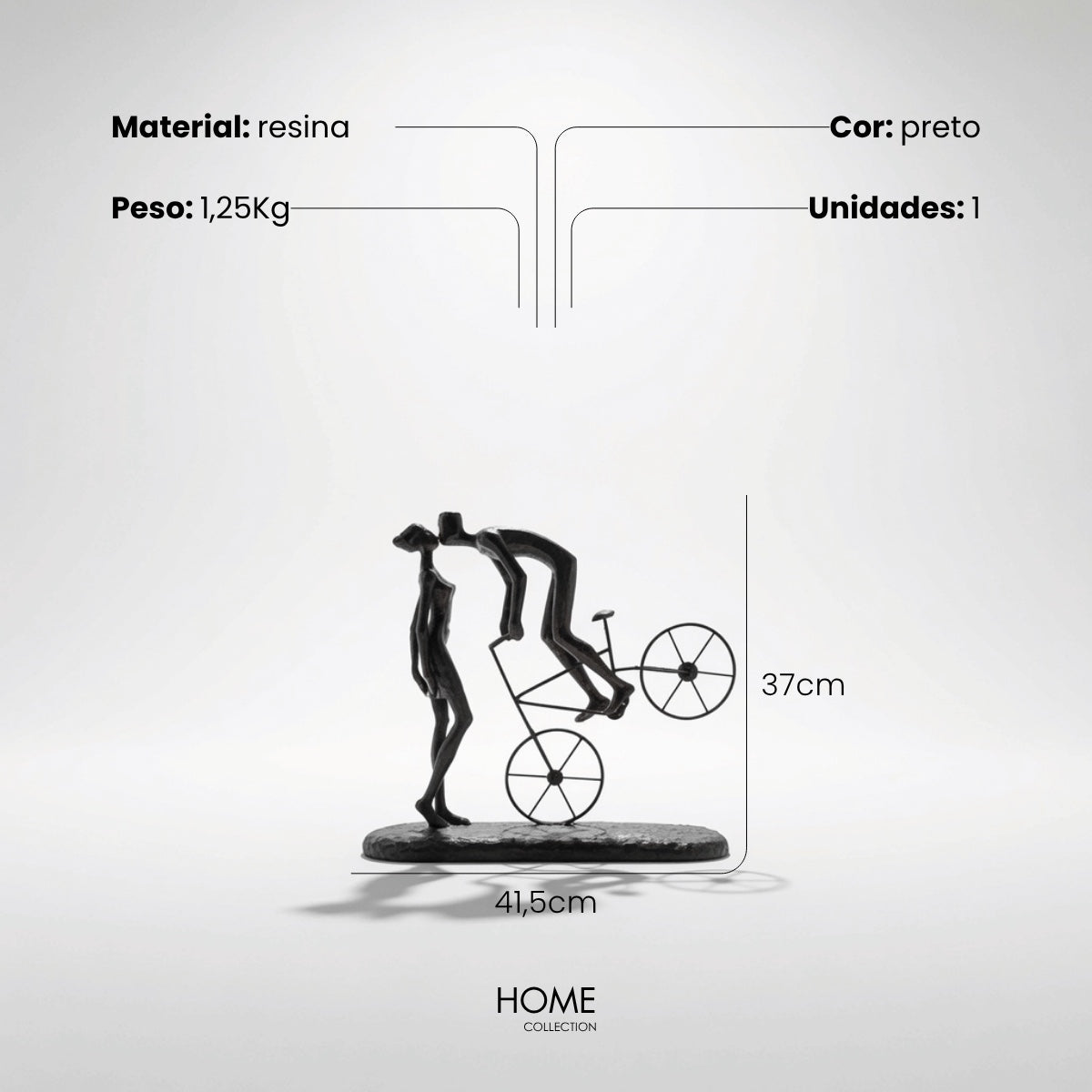 Escultura Casal Na Bicicleta 42x37cm