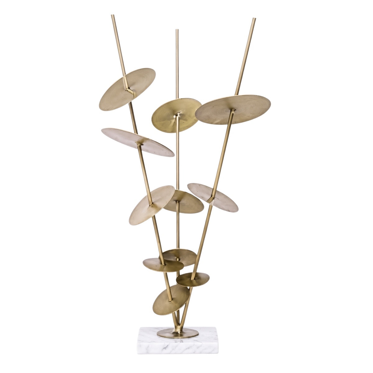 Escultura Discos Na Base Marmorizada 42cm