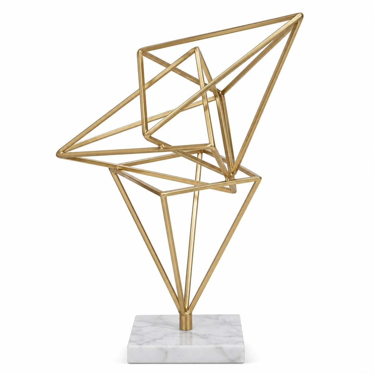 Escultura Triângulos Na Base Marmorizada 37cm