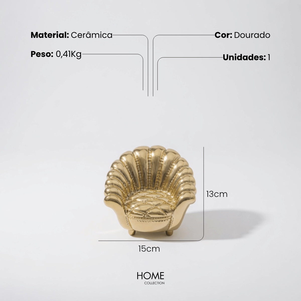 Escultura Mini Poltrona Pétala Dourado 13cm