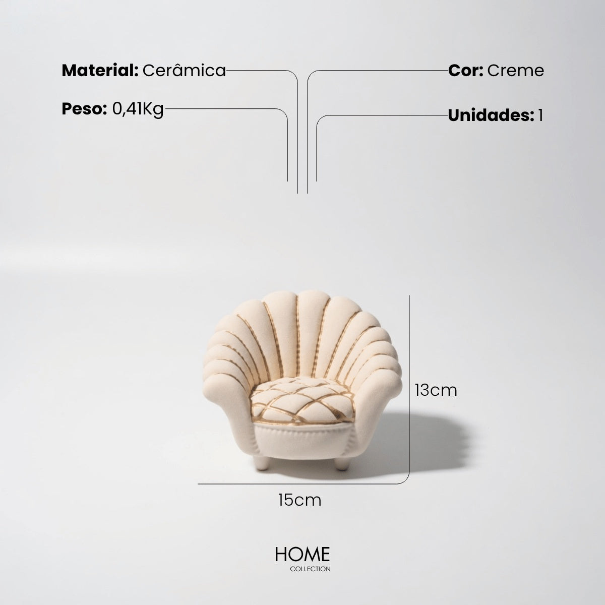 Escultura Mini Poltrona Pétala Creme 13cm