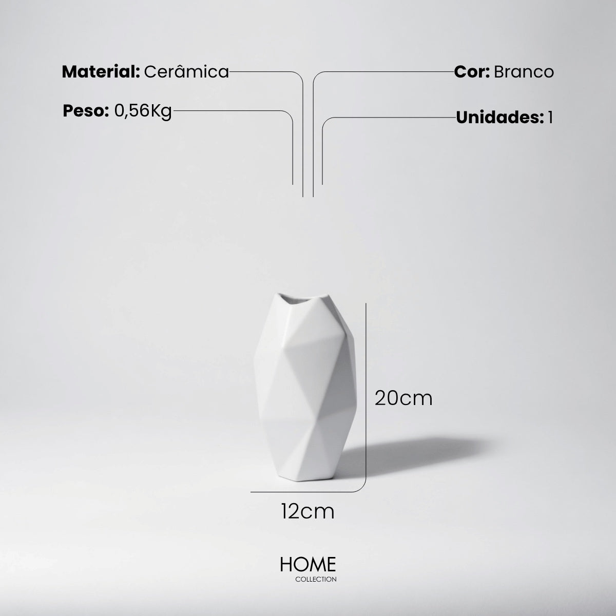 Vaso Facet Branco 20cm